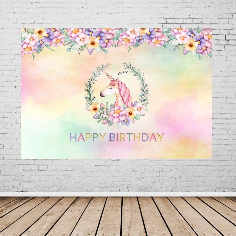 Birthday Party Backdrops Unicorn Backdrop Pink Background G-137-1