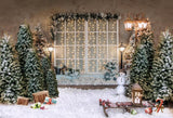 Navidad Árboles Muñeco de Nieve Ventana Decorativa Telón de Fondo para Fotografía G-1437