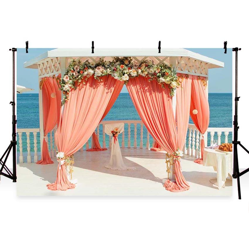 Ocean Beach Wedding Curtain Backdrop G-224