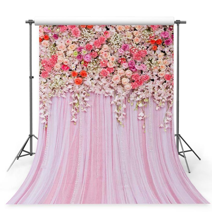 Patterned Backdrops Flower Backdrops Pink Curtain Backgrounds G-238