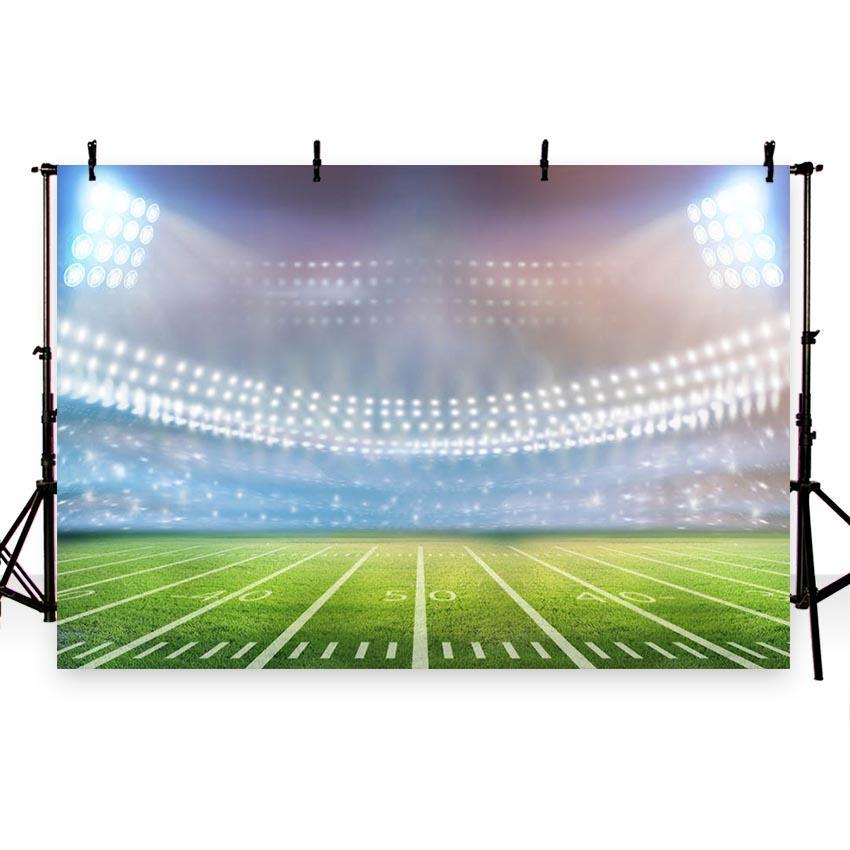 Football Field Backdrop Spotlights Sport Stadium Background for Pictures G-253