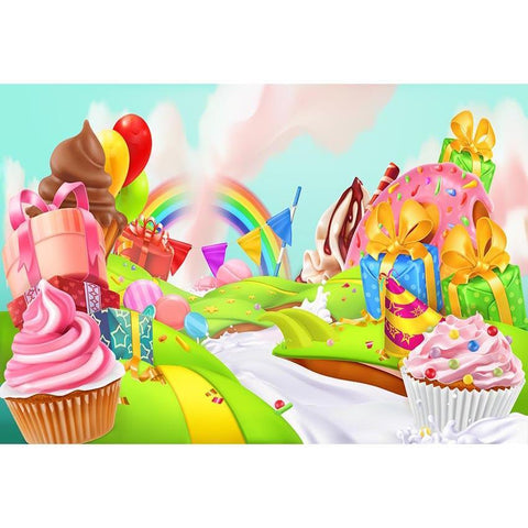 Colorful Rainbow Gifts Ice Cream Candy  Photo Booth Backdrop G-506
