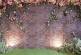 Brick Wall  With Flower Plants Photography Backdrops