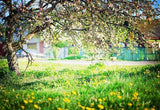 Spring Flowers Tree Green Grass Photo Backdrop G-524