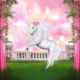Unicorn Pink Curtain Flower Photo Booth Backdrop G-550