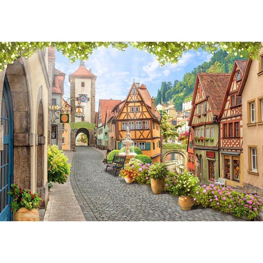 Baby Backdrops Cartoon Fairytale Backdrop Town Background G-601