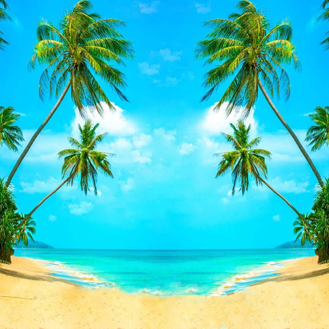 Summer Beach Sea Coconut Tree  Photo Booth Backdrop  GA-77