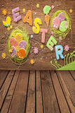 Easter Eggs Brown Wood Wall Backdrops for Studio GE-019