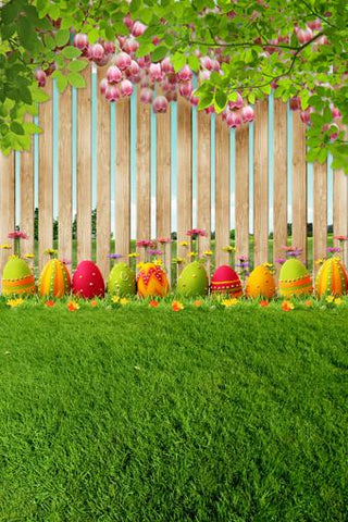 Happy Easter Spring Flowers Green Grass Photo Studio Backdrop GE-039