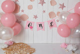 Blanco Madera Pared Globos Rosa Telón de Fondo para Bebé Niña Cumpleaños Fotografía GX-1037