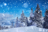 Telón de Fondo de Navidad Hermoso Cielo Azul Invierno Nieve Árboles de Navidad GX-1076