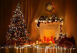 Interior de Navidad Decoración Cálida Vela Luz Telón de Fondo para Fotografía GX-1079