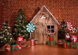 Casa de Madera de Navidad Candy Telón de Fondo HC101501
