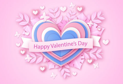 Happy Valentine's Day Love Heart Pink Backdrop HJ03235