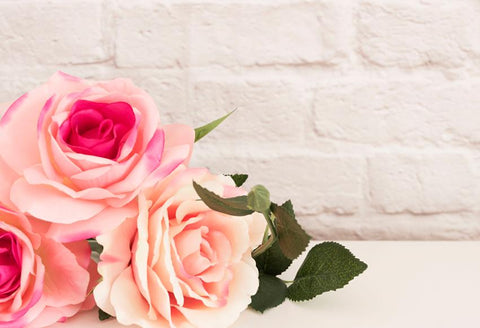 Valentine's Day Flowers  White Brick Wall Backdrop for Studio HJ03240