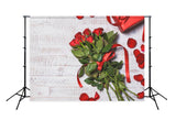 Red Rose White Wood Wall Backdrop for Studio HJ03251