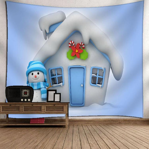 Blue Winter Snowman Village Snow Wonderland Scenery Christmas Design Home Decor B-419