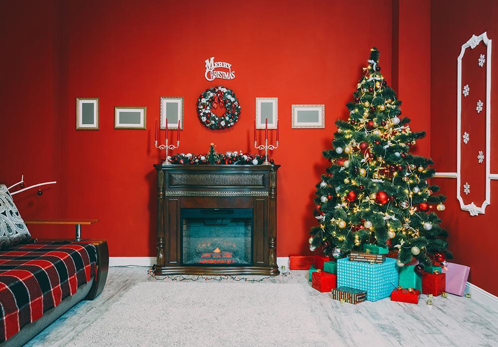 Merry Christmas Red Room Backdrops  for Photo Booth DBD-19325
