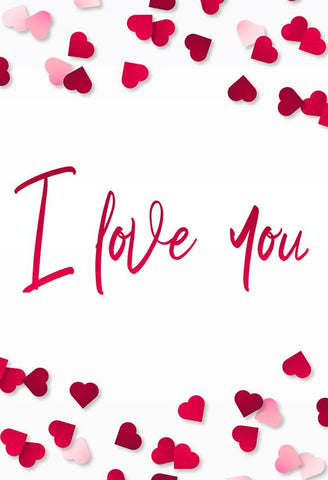 I Love You Red Hearts Wedding Valentine's Day Backdrop  J03219