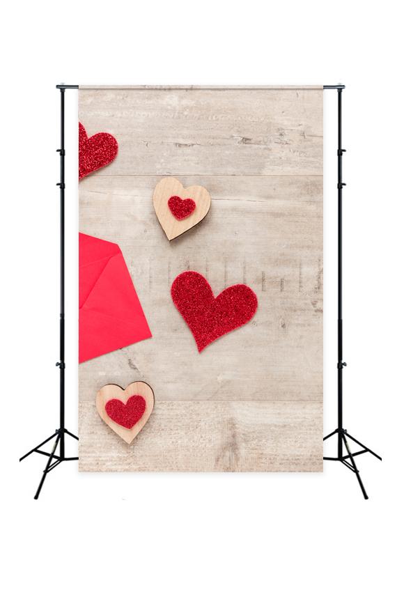 Valentine's Day Love Hearts Wood Wall Photo Backdrop J03223