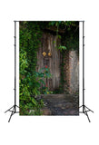 Grunge Wooden Door Brick Wall Backdrop for Studio J05488