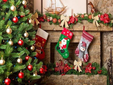 Fireplace  Christams Tree  Socks Photo Studio Backdrop KAT-19