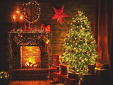 Christmas Tree Fireplace Photo Shoot Backdrops KAT-48