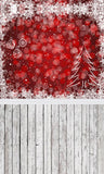 Árbol de Navidad Copo de Nieve Telón de Fondo Rojo de Luz Borrosa para Fotografía L-858