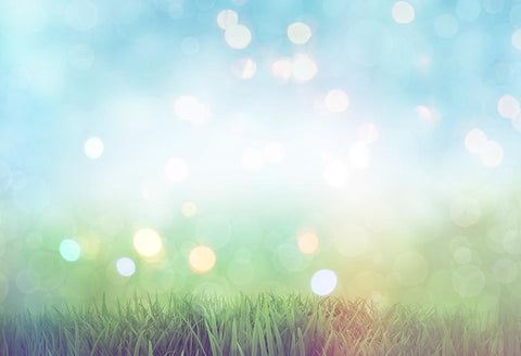 Blue Bokeh Style Green Grass Photography Backdrop M180