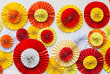 Red and Yellow Paper Flowers Backdrops for Photo Booth Props MR-2113