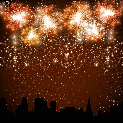 Fireworks Night City Backdrop for Xmas Happy New Year MR-2192