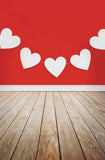 Love Heart Red Wall Wood Floor Photo Studio Backdrop MR-2209