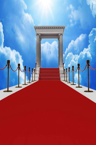 Red Carpet Blue Sky Photography Backdrops for Party MR-2279