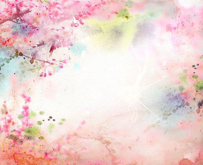 Dreamlike Watercolor Branches with Flowers Light Spot Backdrop NB-035