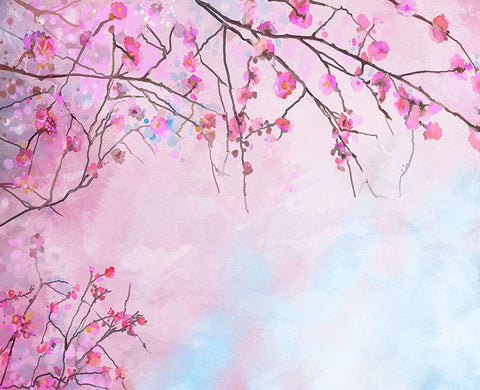 Spring Sky and Beautiful Flowers Plum Blossom Backdrop for Photo Studio NB-055