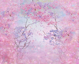 Painting Flowering Trees Pink and Purple Petals Artistic Photography Backdrop NB-080