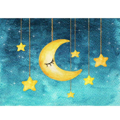 Cartoon Painting Moon and Stars Night Backdrops for Children Photography NB-189