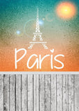 Paris Eiffel Tower Wood Floor Green Yellow Backdrop for Photograohy S-1063