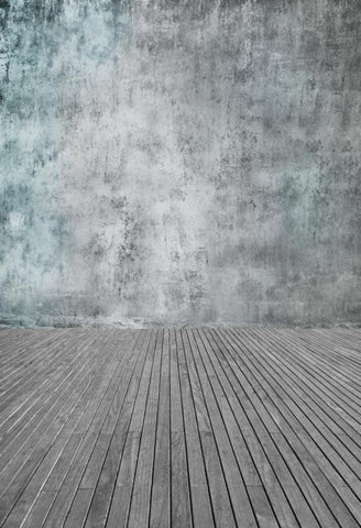 Grey Abstract Concrete Wall Texture With Wood Floor Photo Backdrop S-1135