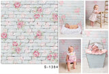 Brick Flower Wall Backdrop for Baby Photography