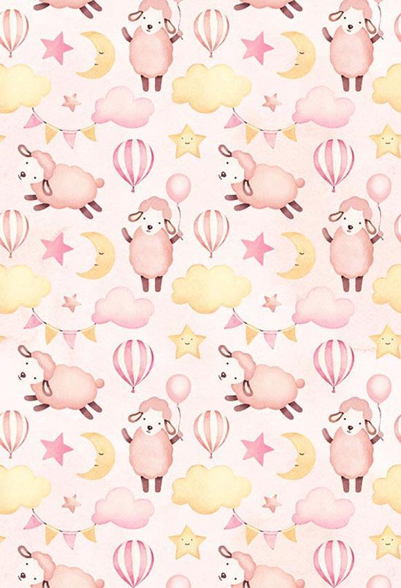 Polka Dot Printed Backdrops Pink Background Sheep Backdrop S-2858