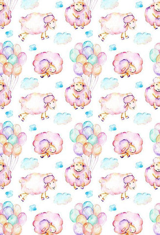 Balloons Backgrounds Sheep Backdrop Pink Backdrop S-2870