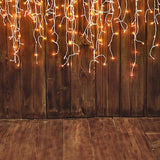 Brown Wood Floor With Lights Photo Backdrop S-2917