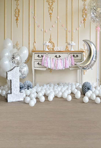 Birthday Background Balloons Backdrop One Year Old Backdrop S-3081