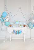 Birthday Party Background Balloons Backdrop Blue Backdrop S-3083