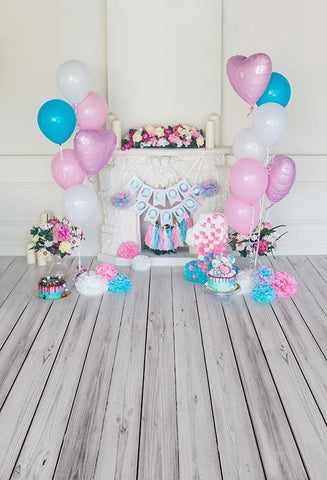 Birthday Background Balloons Backdrop Pink And Blue Backdrop S-3138
