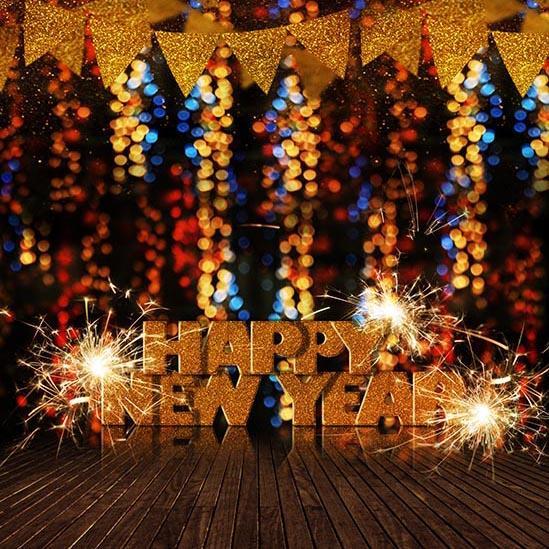 Happy New Year Glitter Backdrop for Photography S-3182