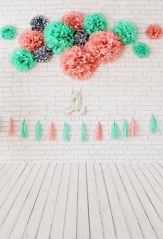 White Brick Wall Flower Decoration for Baby Shower S-3187