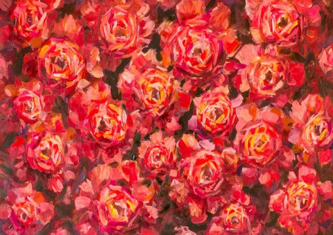Red  Rose Abstract Hand Painted Flower Spring Backdrop