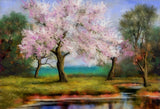 Pinturas de Acuarela Paisaje de Primavera Telón de Fondo SH-885
